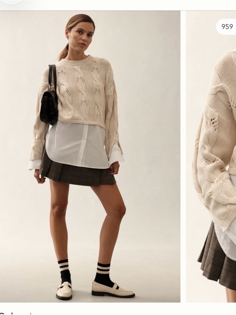 Pilcro Cable Twofer Sweater in Cream. Size M- like new
